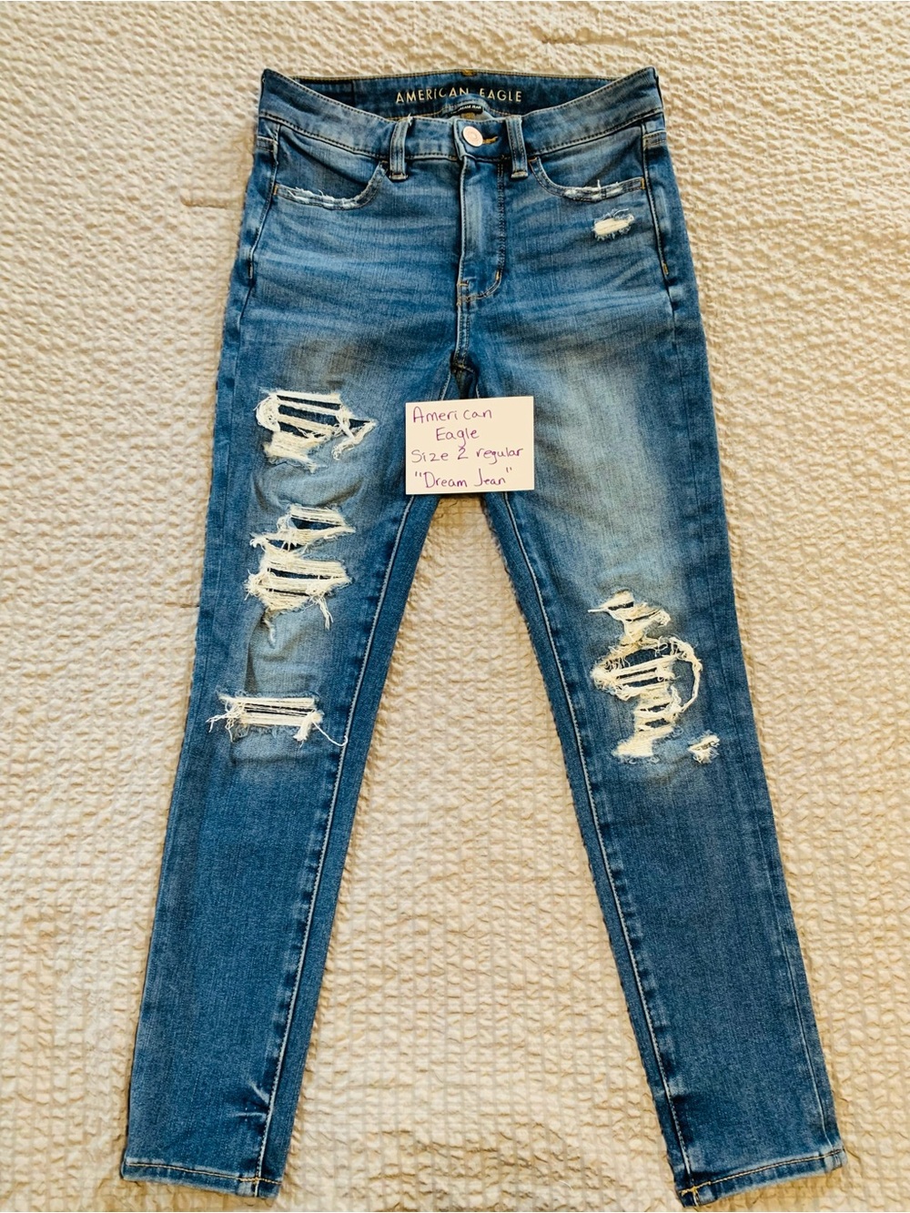 American Eagle Outfitters Blue Ripped Skinny Jeans